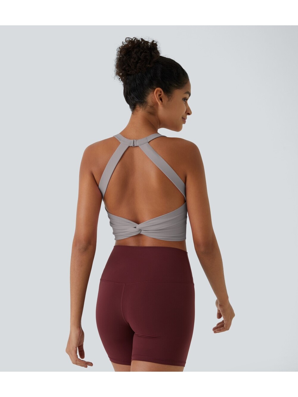 Halara SoftlyZero™ Plush Cut Out Cropped Yoga Tank Top Gray Size Medium